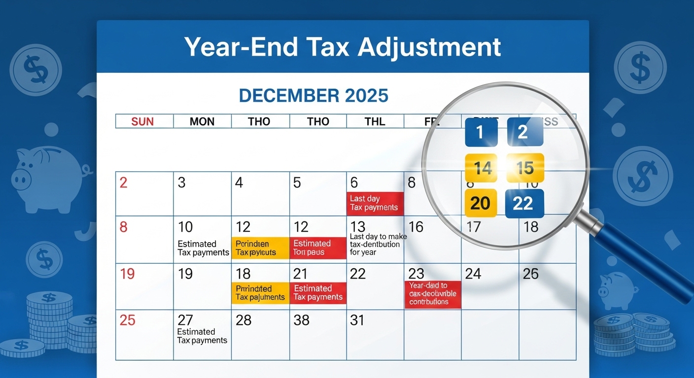 2025년 12월 연말정산 마감일을 표시한 달력 이미지, 세금 계획의 중요성