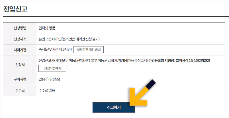 전입신고 인터넷 신고방법