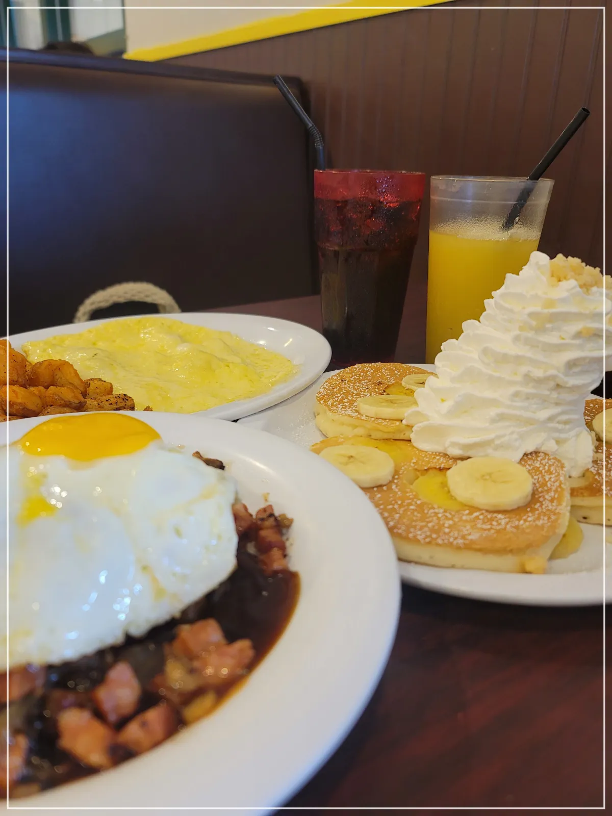 팬케이크-로코모코-음료수