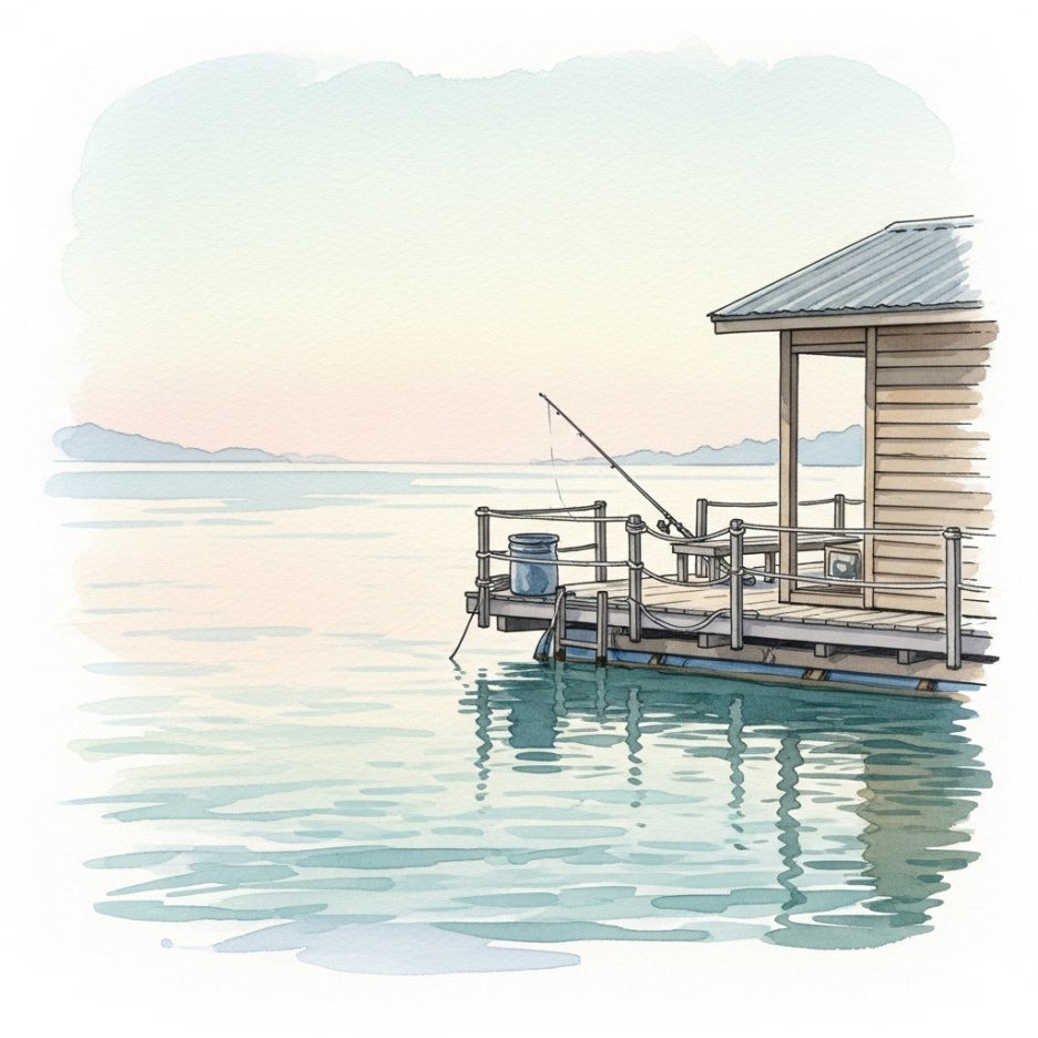 바다 위에 떠 있는 아늑한 해상 펜션의 외관