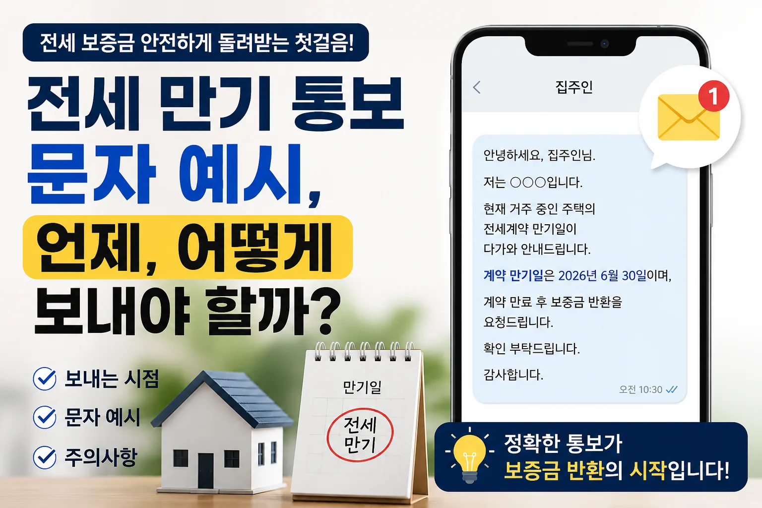 전세 만기 통보 문자 예시와 보내는 시점을 설명하는 한국형 정보 블로그 썸네일 이미지