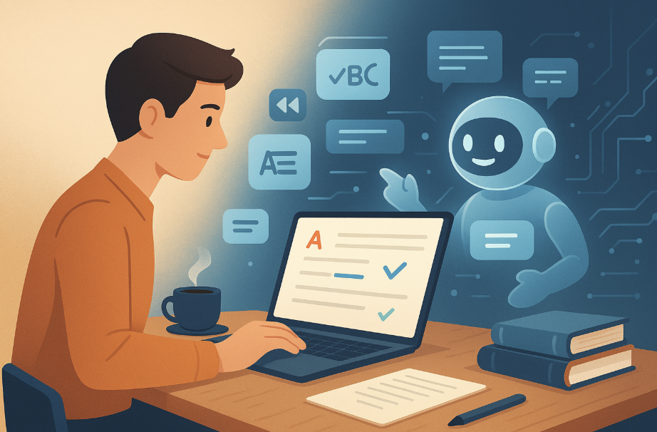 "작가를 위한 AI 글 검수 도구" 묘사 이미지