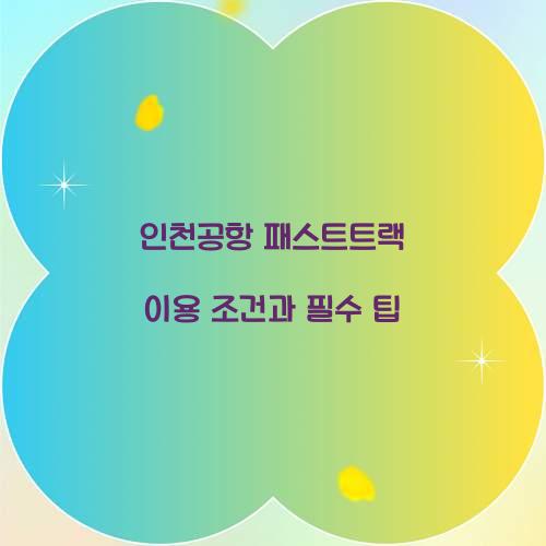 인천공항 패스트트랙 이용 조건