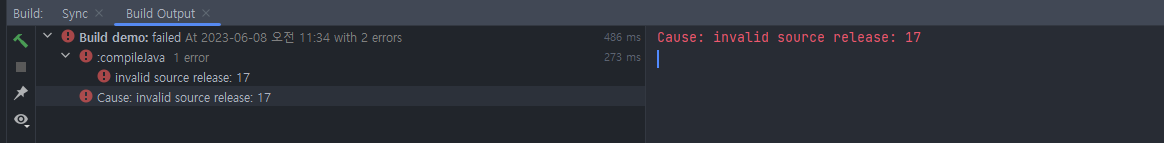 Cause: invalid source release:17