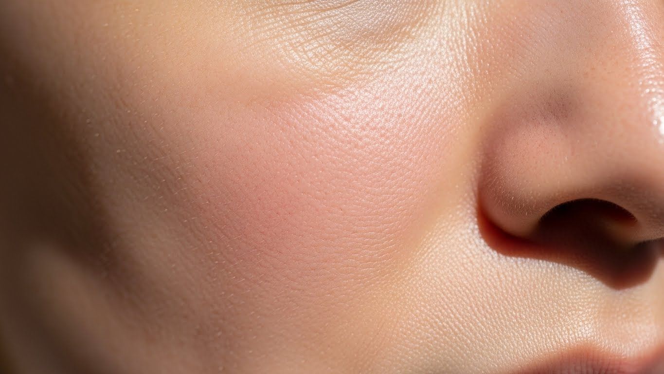 피부 층의 과학적인 삽화로, 촘촘하게 채워진 세포와 풍부한 지질층으로 강화된 피부 장벽을 강조합니다.