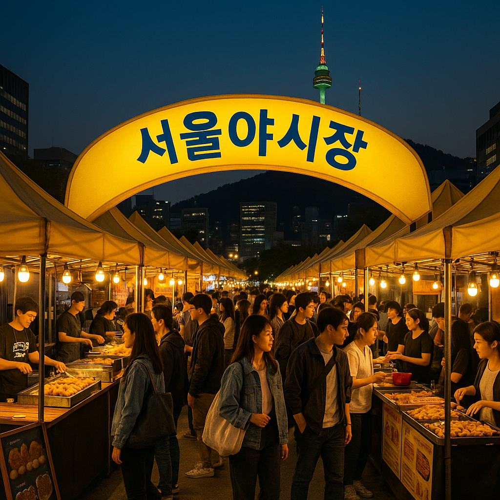 서울 야시장 모습의 사진