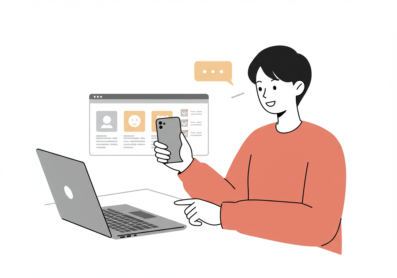 정부24·홈택스 등 온라인으로 신청하는 과정을 상징적으로 묘사 3