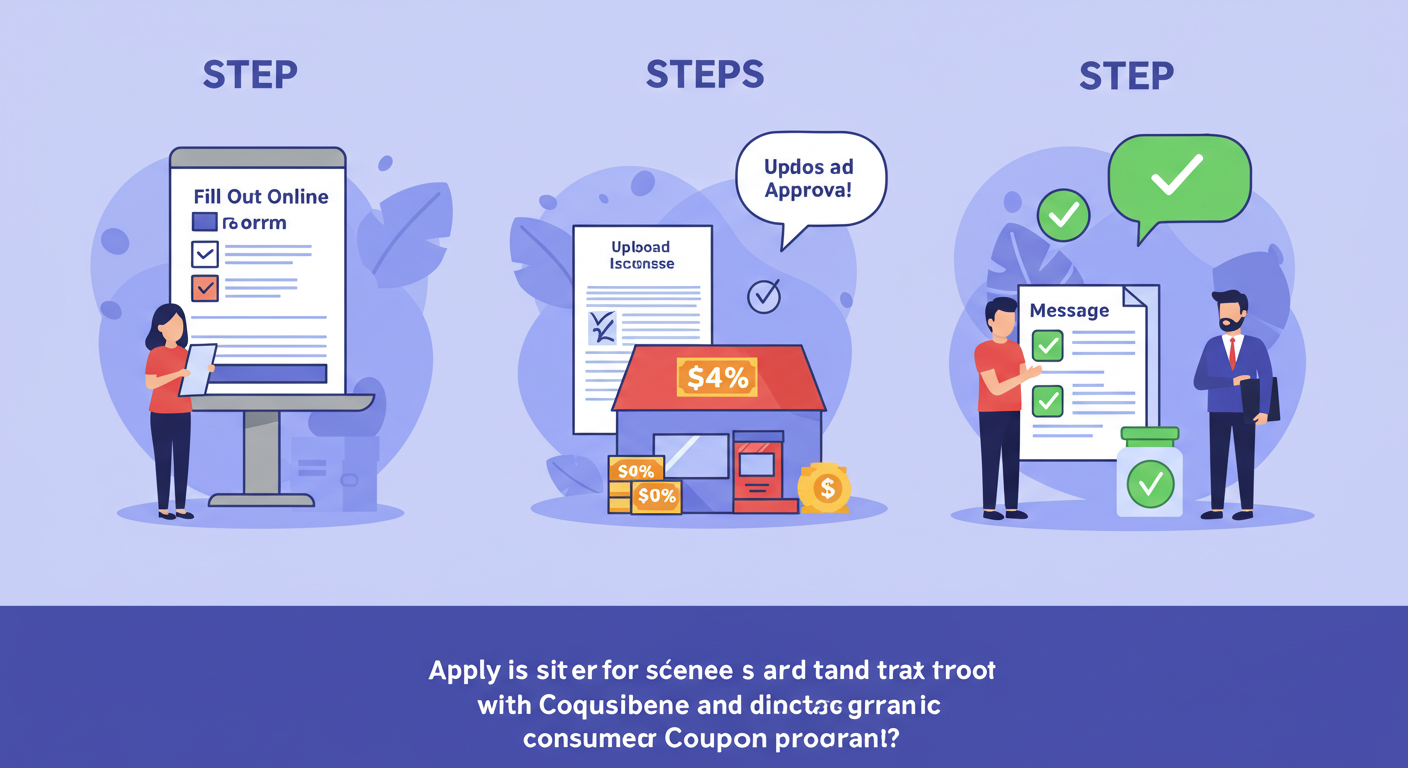 소비쿠폰 제휴매장 신청 절차와 준비 서류를 설명하는 이미지