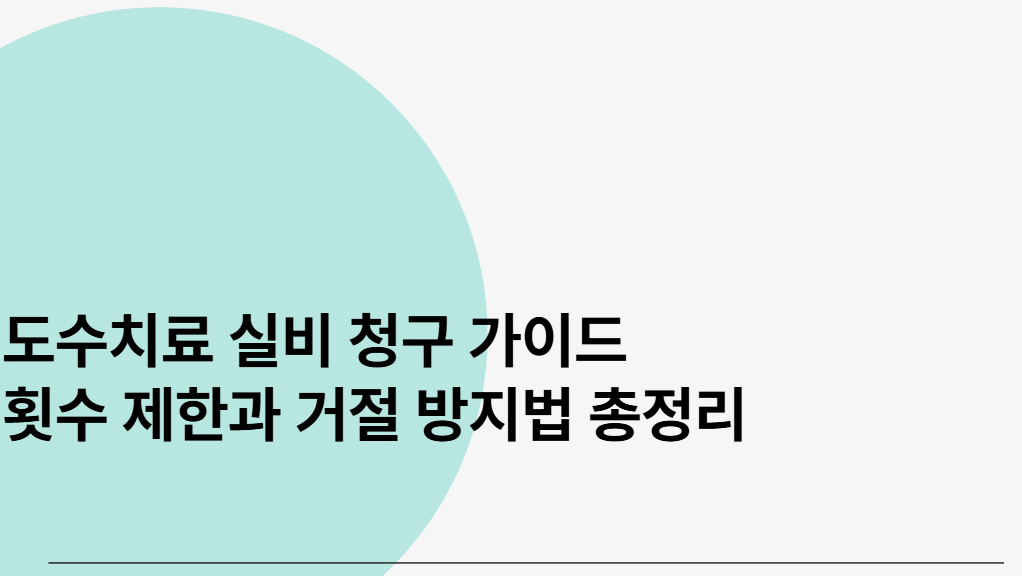 도수치료 실비 청구 가이드&nbsp;
횟수 제한과 거절 방지법 총정리