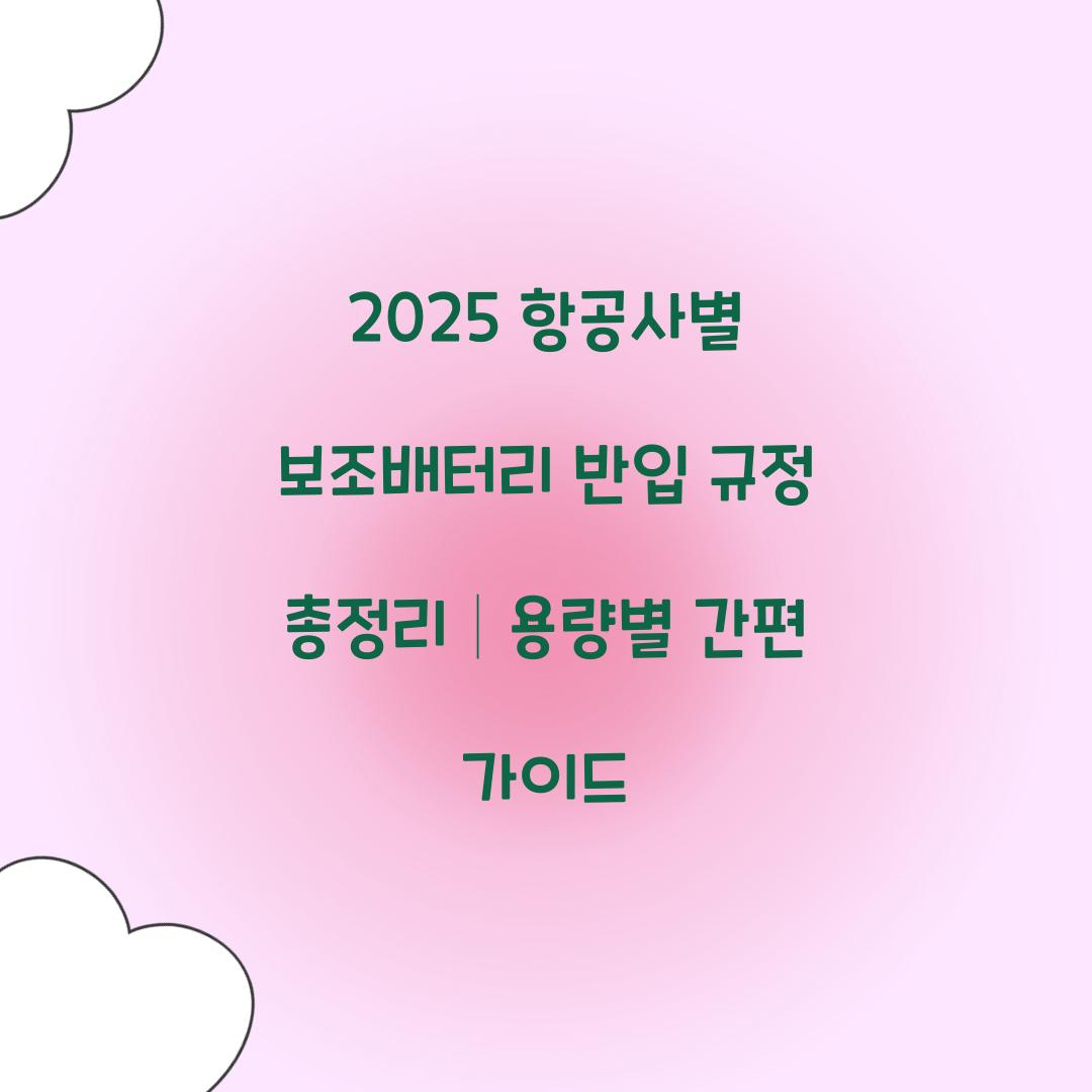 2025 항공사별 보조배터리 반입 규정 총정리
