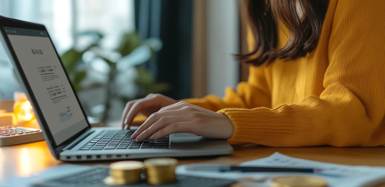 지역가입자 건강보험료 확인 중인 프리랜서의 모습