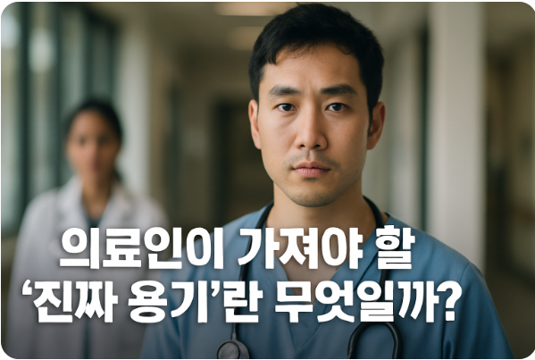 진지한 눈빛의 젊은 의료인 모습