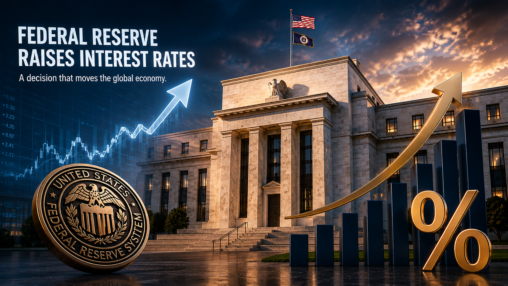 Federal Reserve building representing interest rate policy and global financial influence