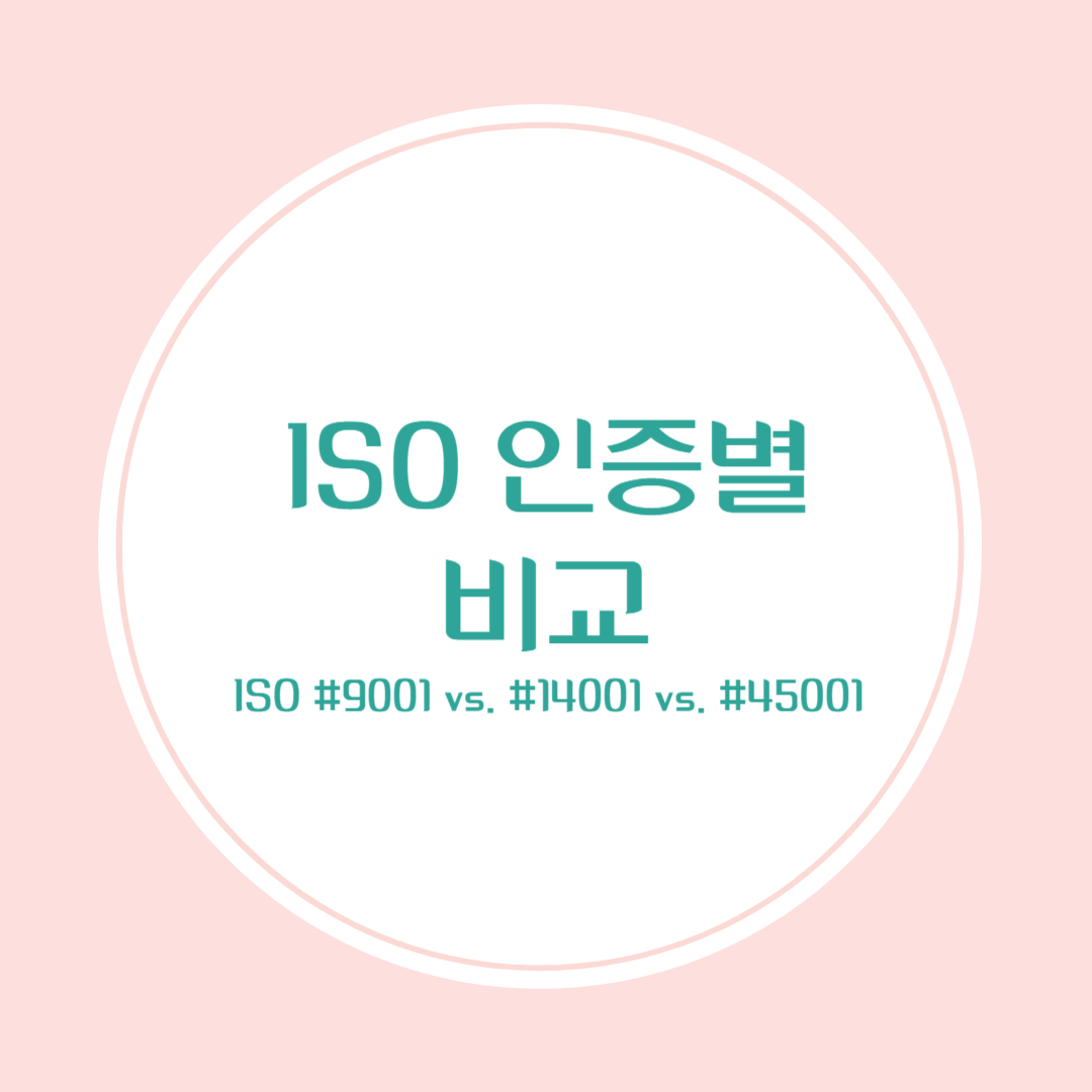 ISO 인증별 비교(ISO 9001, 14001, 45001)