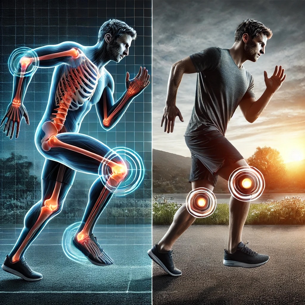 러닝 속도가 무릎에 미치는 영향을 이해하기 위해 시각적으로 표현한 이미지 사진