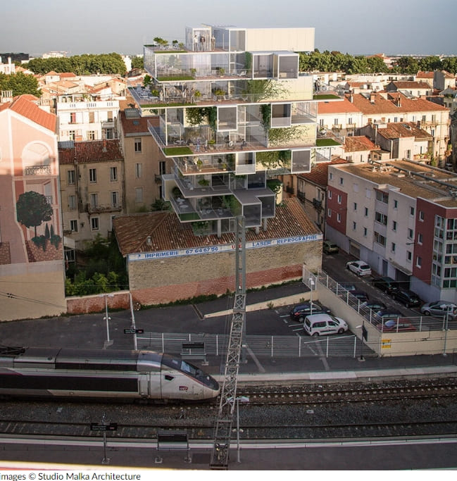 프랑스 몽펠리에 랜드마크 '모듈러 폴리' Modular follies: studio malka proposes flexible vertical village in southern france