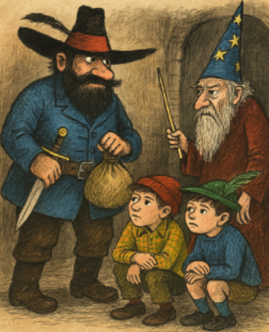 호첸플로츠와 두 소년, 그리고 마법사의 모습