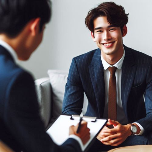 면접을 보는 청년