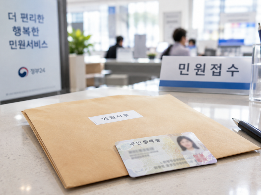 지방세 관련 서류를 준비하는 모습