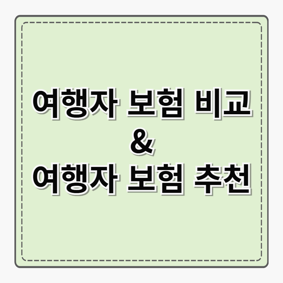 여행자 보험 비교 / 여행자 보험 추천