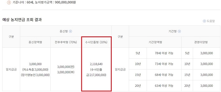 농지가액9억-예상수령액