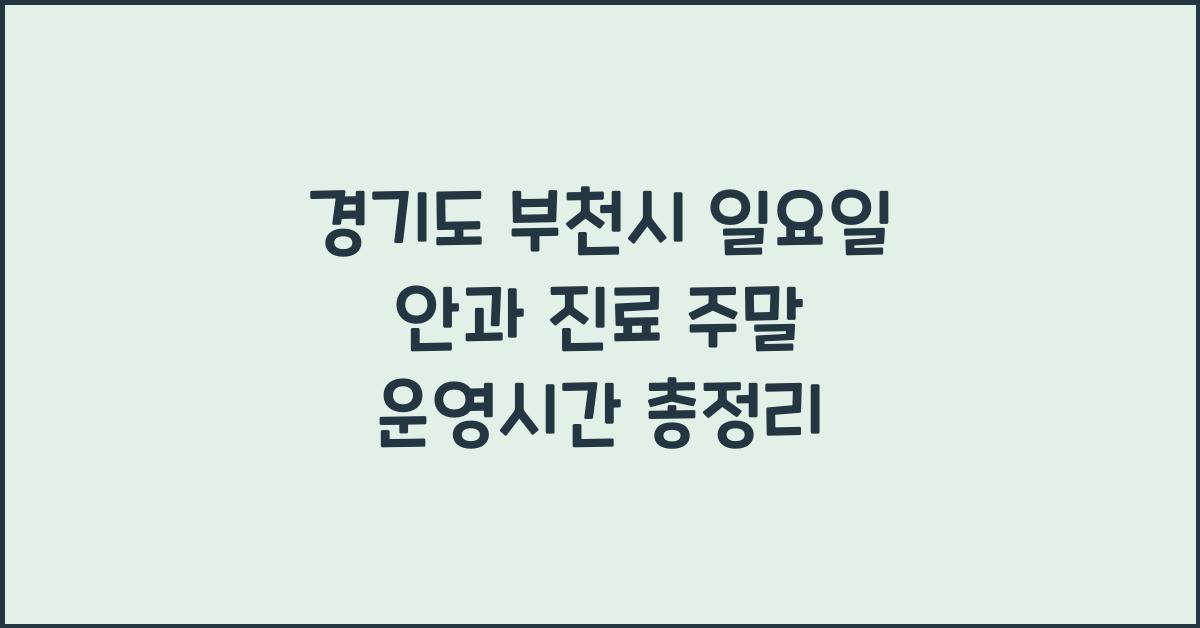 경기도 부천시 일요일 안과 진료 주말 운영시간 안내