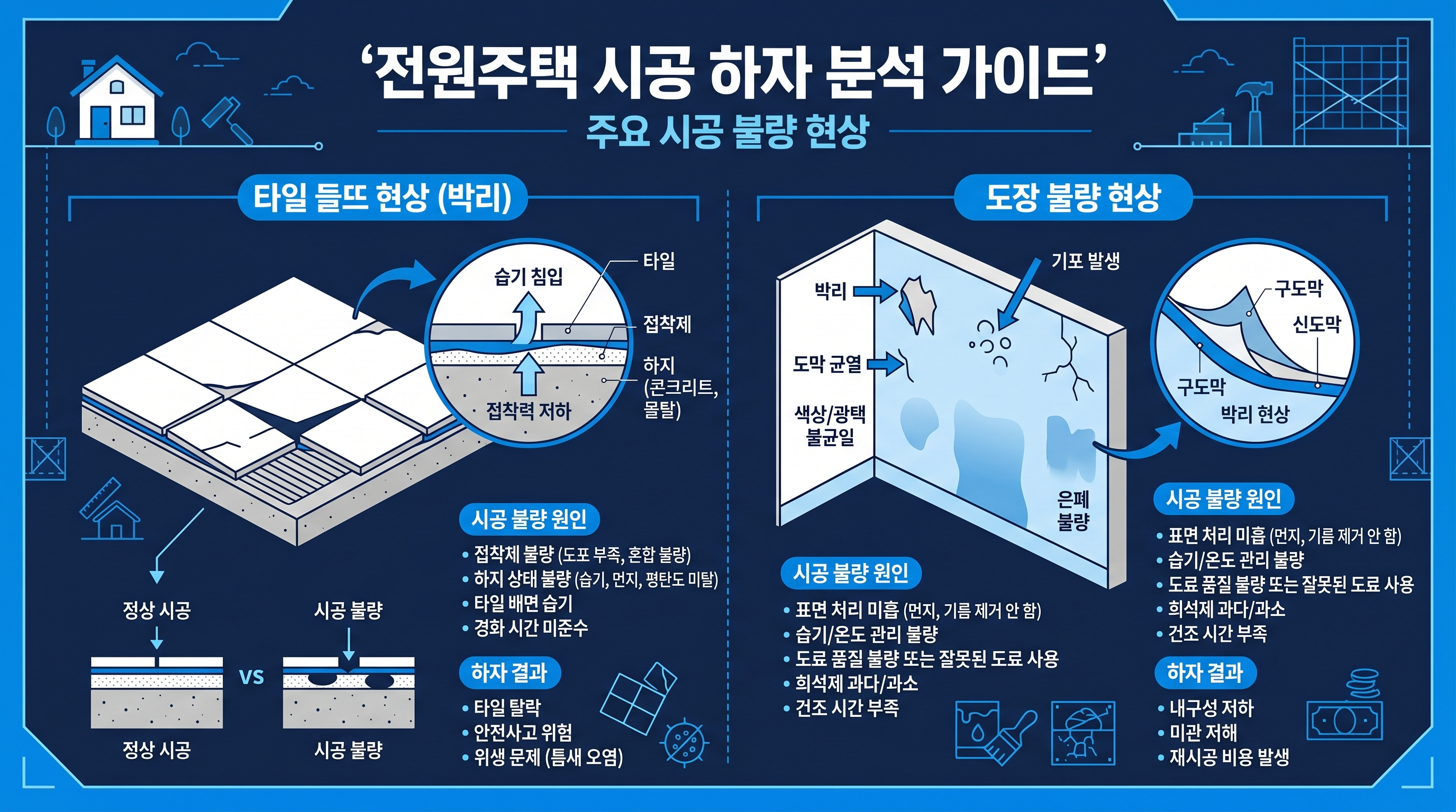전원주택 시공중 마감하자 관련 항목