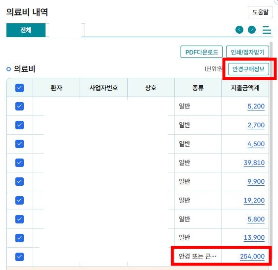 안경, 콘택트렌즈 연말정산 신청방법