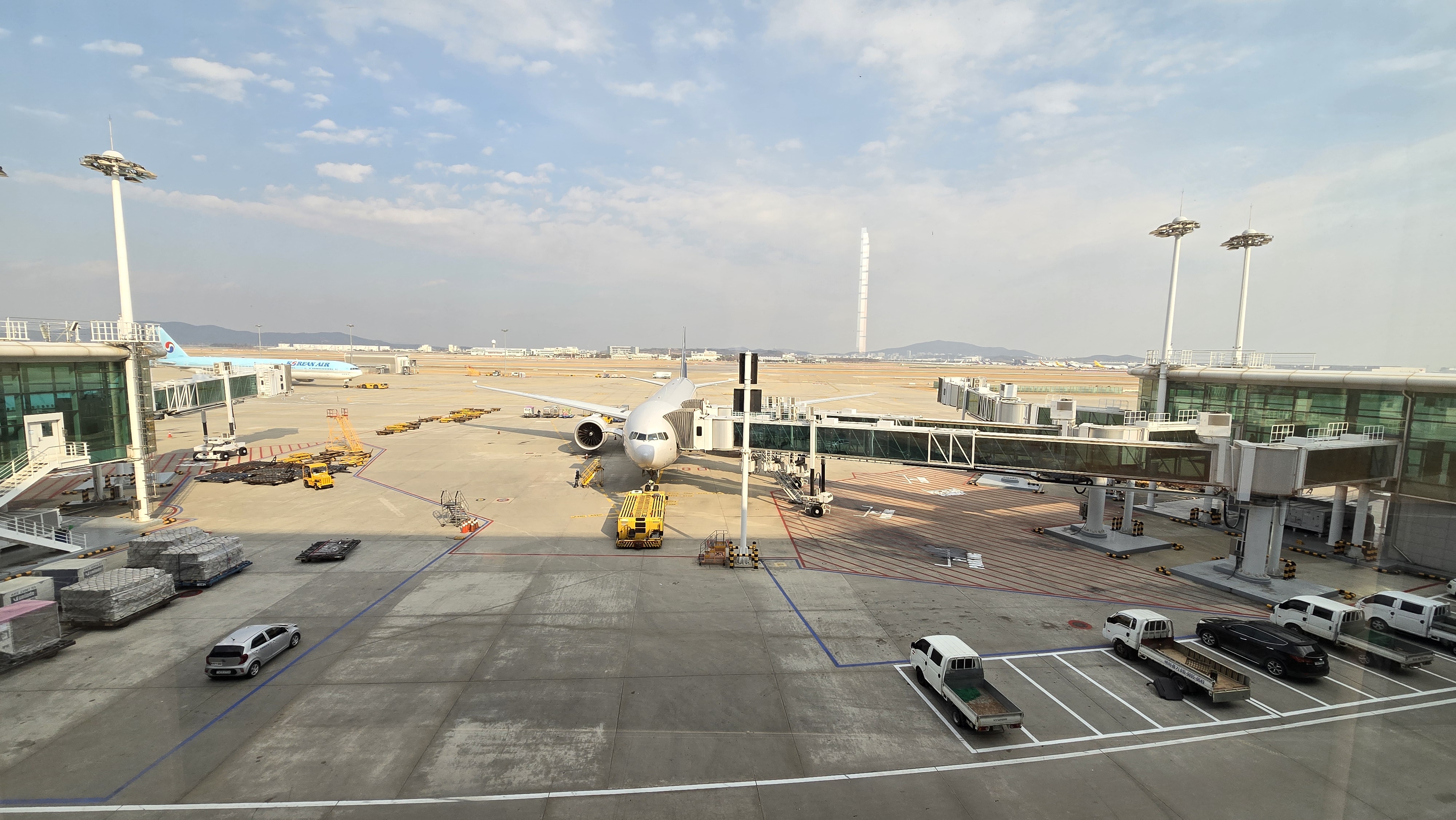 출발 당일 공항 이륙장의 비행기 모습