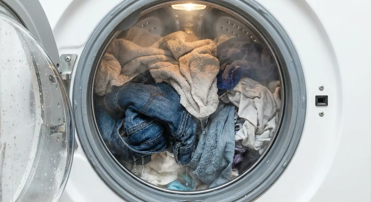 탈수가 되지 않아 젖은 빨래 상태