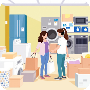 혼수가전 준비하는 예비 부부 이미지