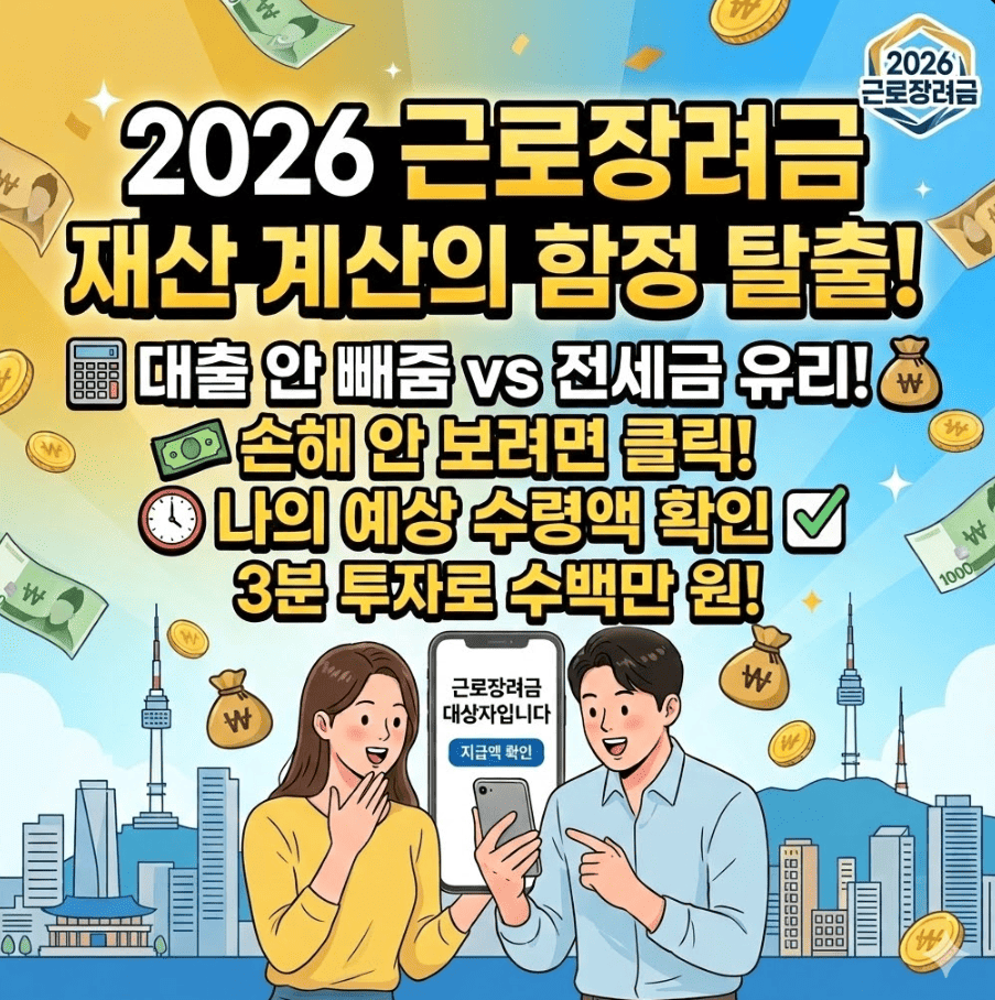 전세금 때문에 탈락 2026년 근로장려금 재산 2.4억 계산법 필독
