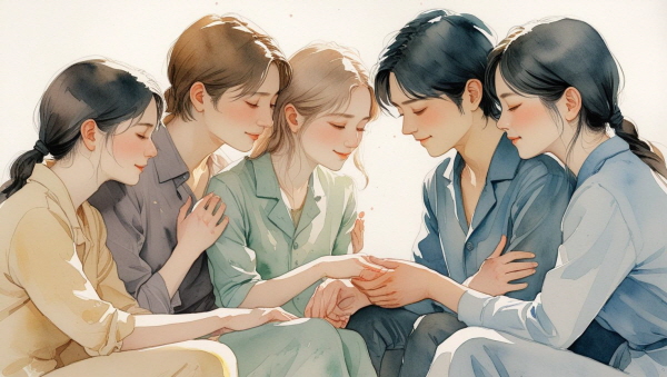 INFP의 정은 조용히 피어나고, 쉽게 시들지 않습니다. 감정의 파도 속에서 흔들리기도 하지만, 그 진심은 단단하고 깊습니다에 관한 그림