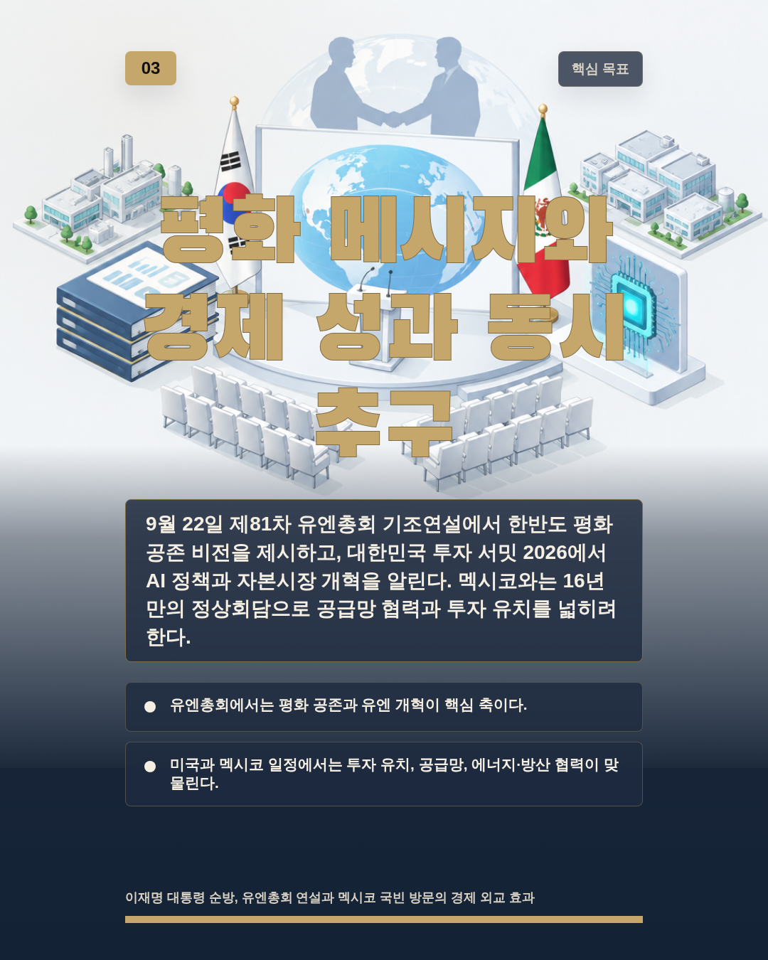 평화 메시지와 경제 성과 동시 추구