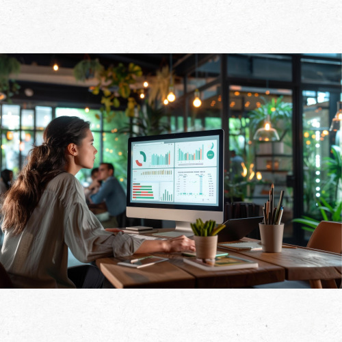 멀티탭과 데스크탑을 사용 중인 고객 사진