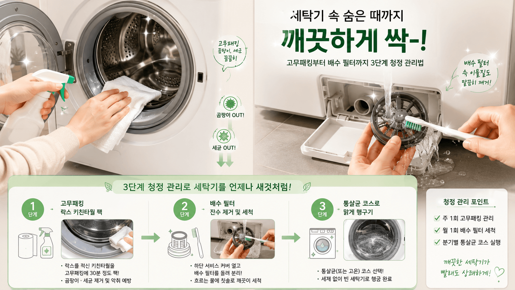 세탁기 고무패킹 속 찌든 때 제거 이미지
