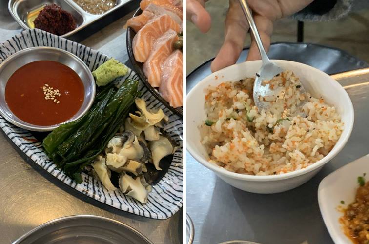 미역, 소라, 주먹밥 반찬