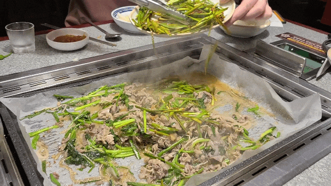 물꽁오리-간장-오리불고기-부추