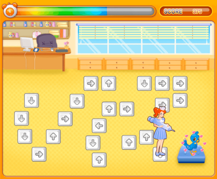 콜록콜록-독감-주의보-중급-쥬니어네이버-플래시게임-플레이2-동물-친구에게-독감-주사를-놔주는-화면