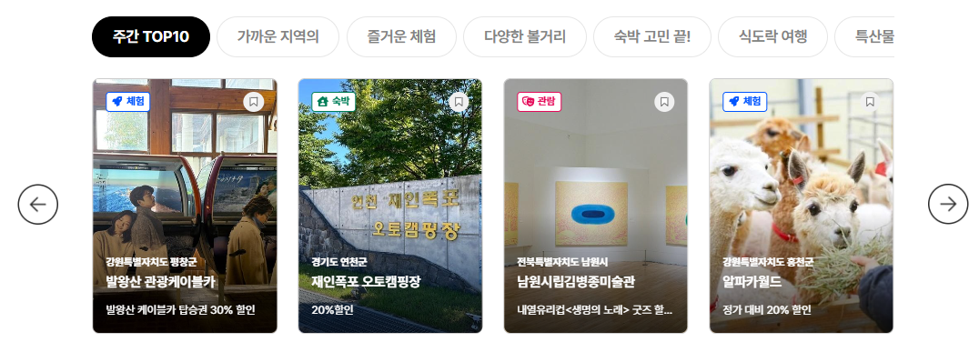 체험 및 숙박 디지털관광주민증 할인혜택 및 정보