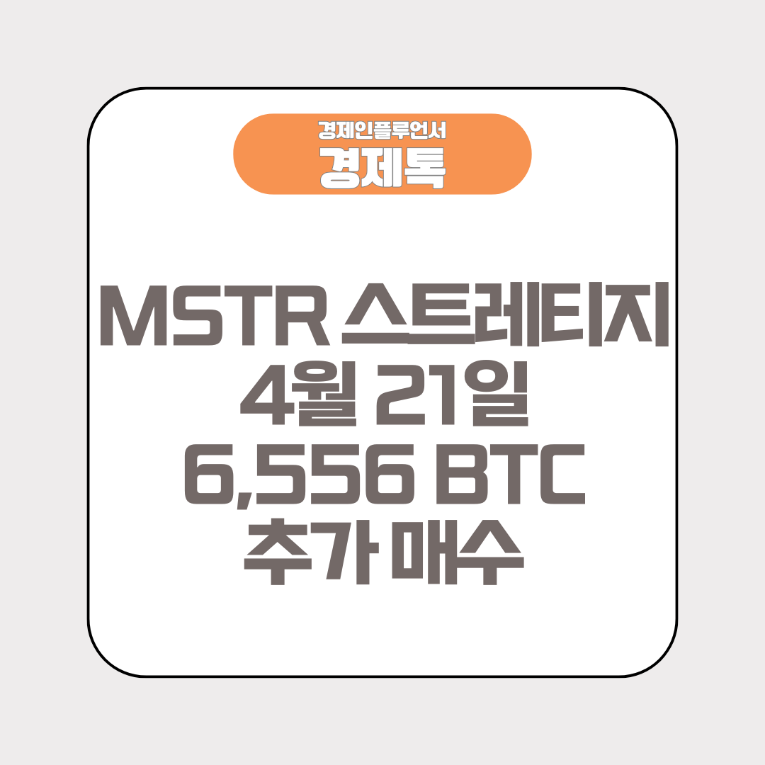 MSTR 스트레티지 4월 21일 6,556 BTC 추가 매수