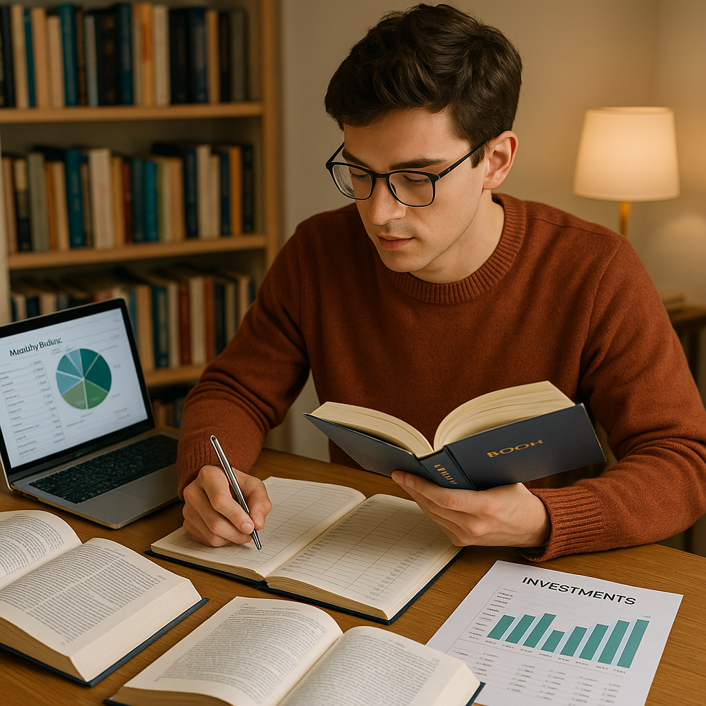 청년이 금융 독서를 통해 공부하는 이미지