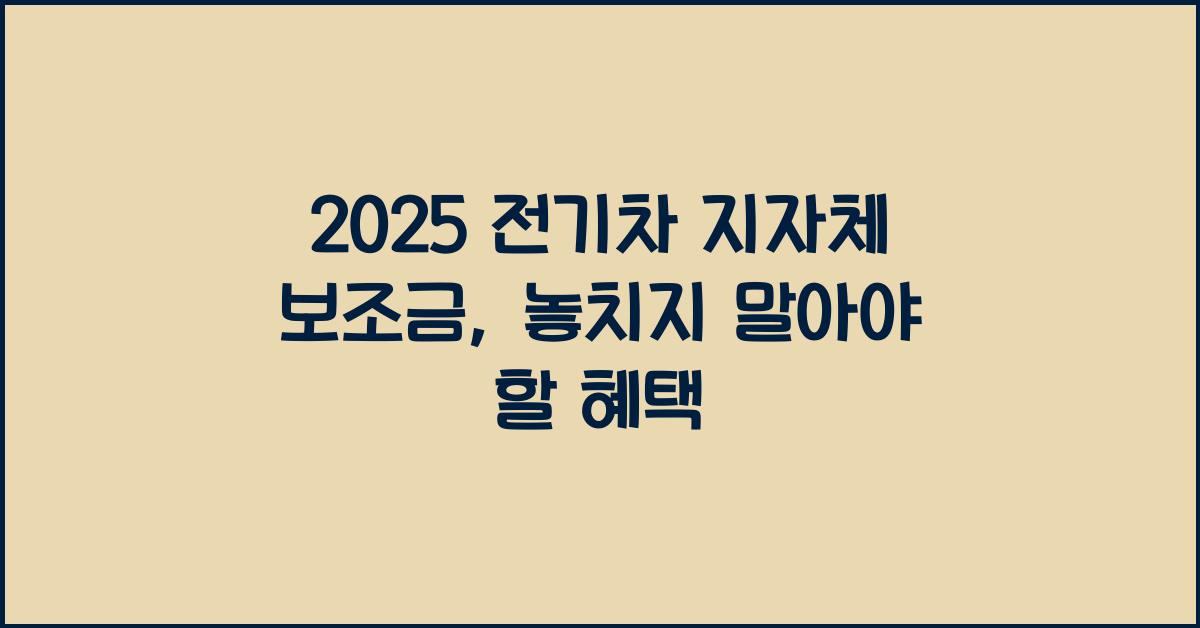 2025 전기차 지자체 보조금