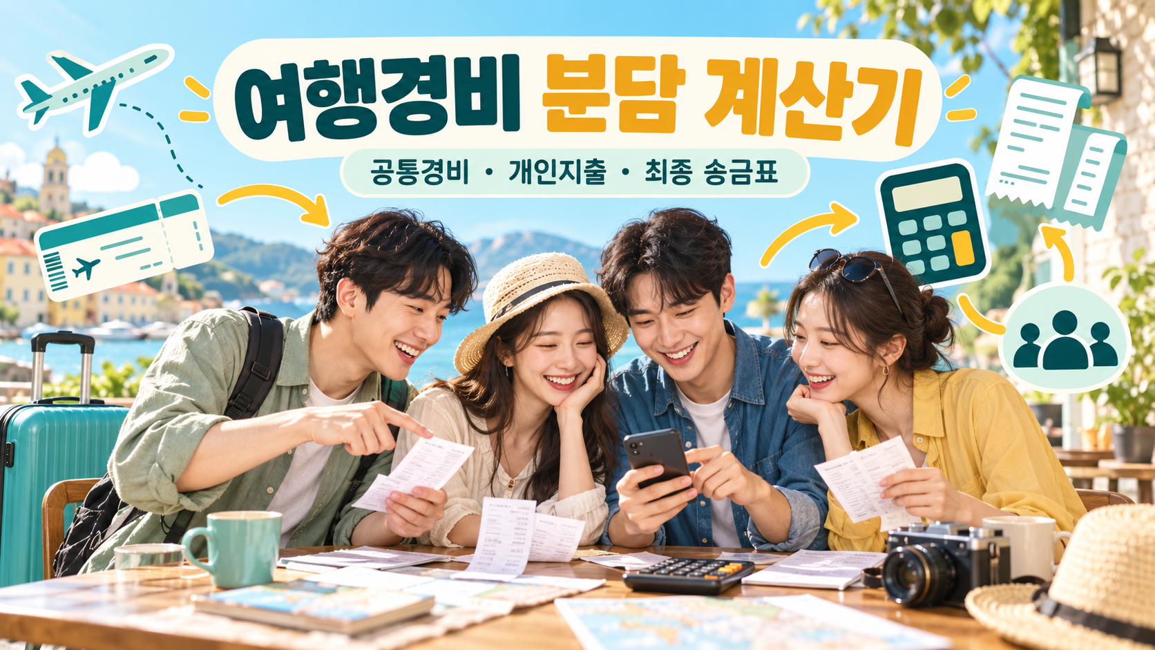 여행경비 분담 계산기 - 공통경비·개인지출·선결제자 정산표