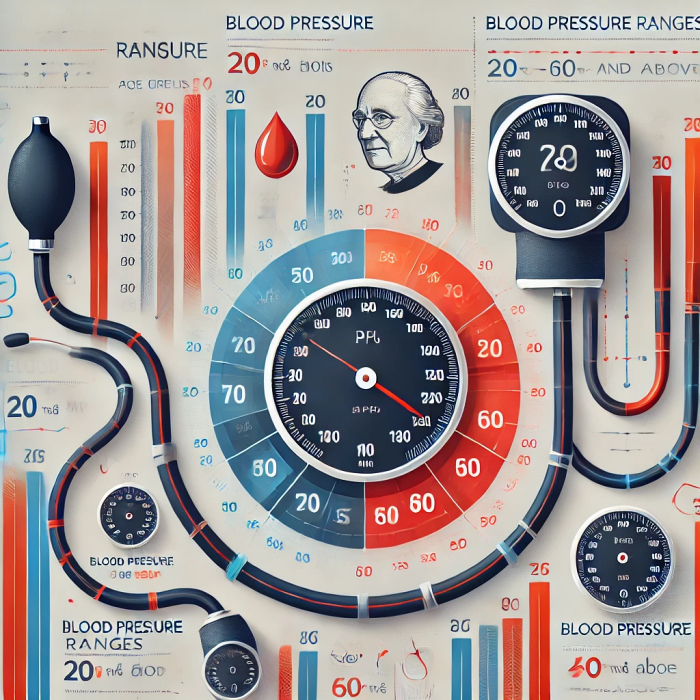 연령별 혈압 정상 범위를 시각적으로 나타낸 인포그래픽
