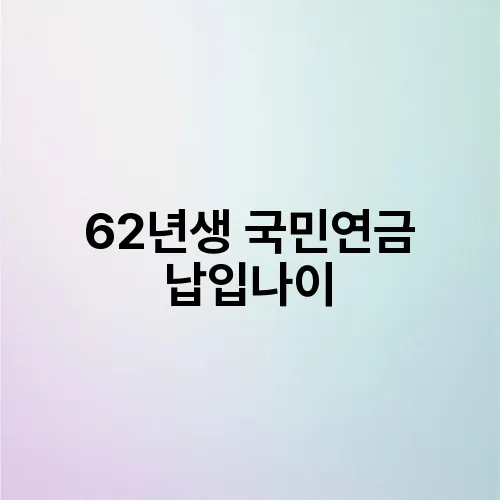 62년생 국민연금 납입나이