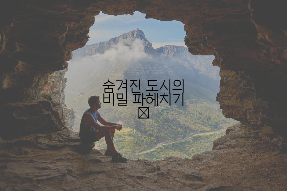 숨겨진 도시의 비밀 파헤치기 🔎
