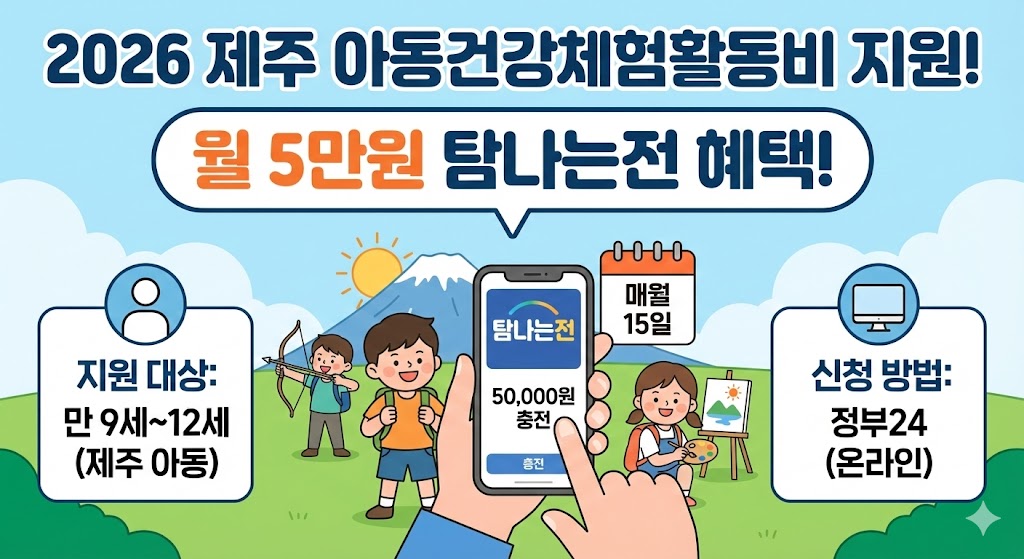 2026년 제주 아동건강체험활동비 지원 안내 썸네일