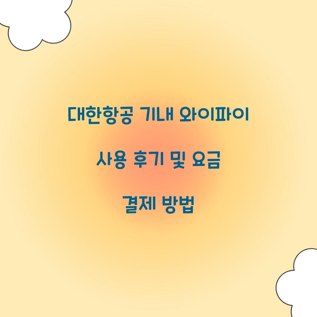 대한항공 기내 와이파이