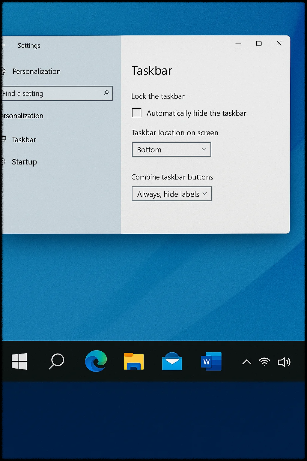 윈도우 작업 표시줄 화면
